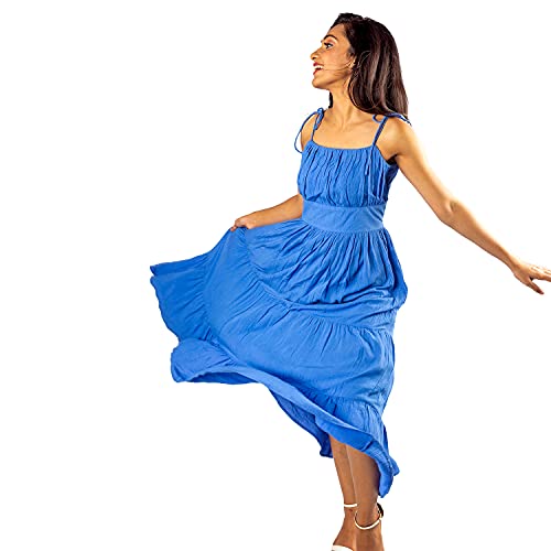 Image of Tied Cotton-Seersucker Midi Dress for Women
