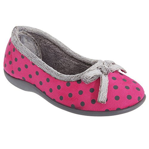 Sleepers Womens/Ladies Louise Polka Dot Bow Slippers (7 UK) (Pink)