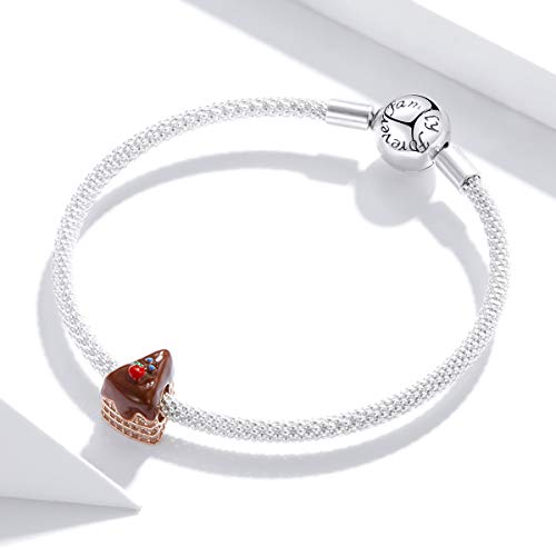 925 Sterling Silver Chocolate Cake Charm Poached Egg Charm Biscuit Charm Rainbow Ice Cream Charm Sweet Candy Charm for Pandora Charm Bracelet4
