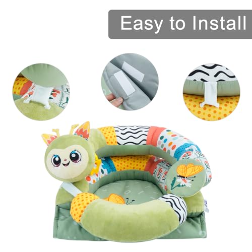 Image of Lovvie & Joy 2-in-1 Tummy Time Mat & Seated Support Pillow,Baby Tummy Time Pillow Support for Newborns and Older Babies,with Detachable Support Pillow and Toys Caterpillar Elf