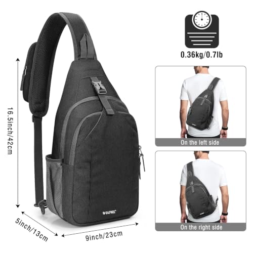 Image of G4Free Sling Bag for Men Women, RFID Blocking Crossbody Bag, Daily, Travel | Durable Polyester Fabric, 10L, Perfect for work, shopping, weekend outings, Hiking, Reversible Shoulder Strap (Dark Grey)