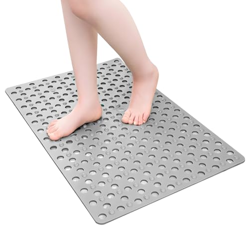 Smartspot Bathroom Mat with Non-Slip Suction Cups - Anti-Fall Shower Floor Bath Mat for Bathroom Quick-Drying Massage Foot Mat for Bathtub Home Shower Room Durable and Comfortable Design (Grey)
