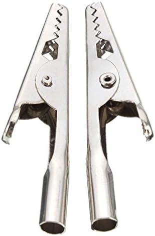 Metal Alligator Clips, Spring Crocodile Clamps Silver Tone for Laboratory Electric Testing Work, Sprung jaw opening for firm hold