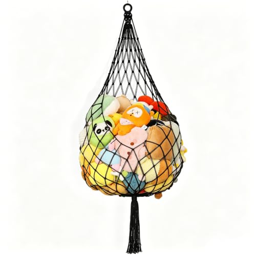 Stuffed Animal Storage Hammock Plushie Net 60-inch Stuffed Animal Net Corner for Kids' Wall Room Decor Hanging Toy Storage Plushie Net Organizer Holder Kids Baby Nursery Wall Bedroom Home Decor (L)