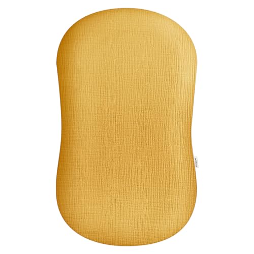 Image of Wimist Muslin Baby Lounger Cover, Newborn Lounger Cover, Soft Cotton Breathable Lounger Pillow for Boys Girls Infant, Cover Only (Mustard Yellow)