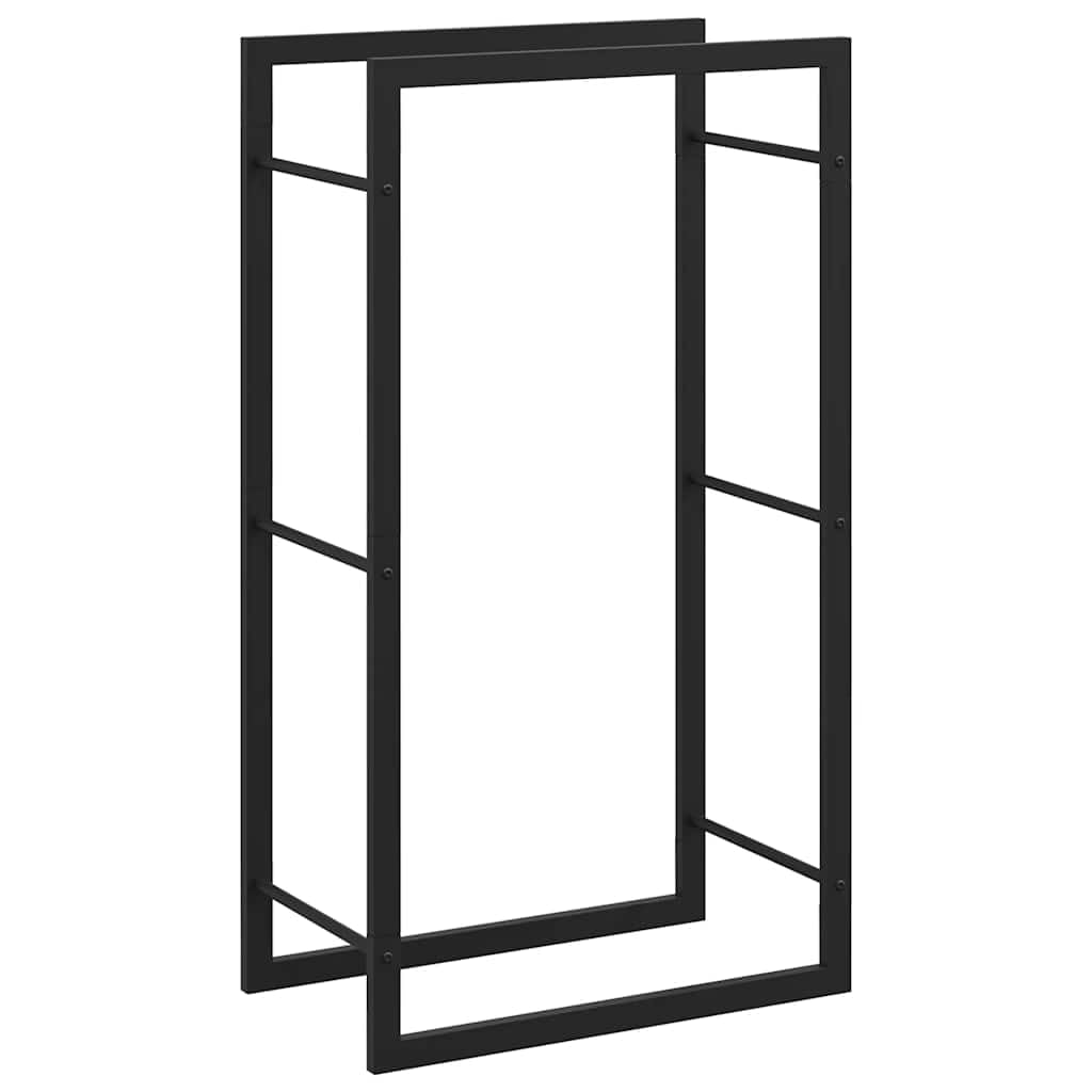 Fengshui Brennholzregal Stahl Schwarz 50x28x94 cm | Pulverbeschichtet, witterungsbestandig, mit Wandhalterung, fur trockenes Brennholz