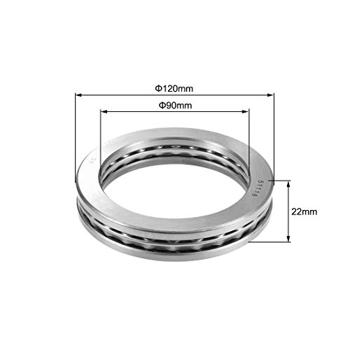 Uxcell 51118 Thrust Ball Bearings 90Mm X 120Mm X 22Mm Chrome Steel Single Direction #TOP2