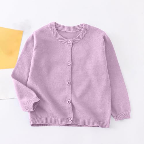 Girls Fall Trendy Knit Sweater Button Down Long Sleeve Simple Plain Knitted Cardigan Trave Vacation Coat 2-10 Years2