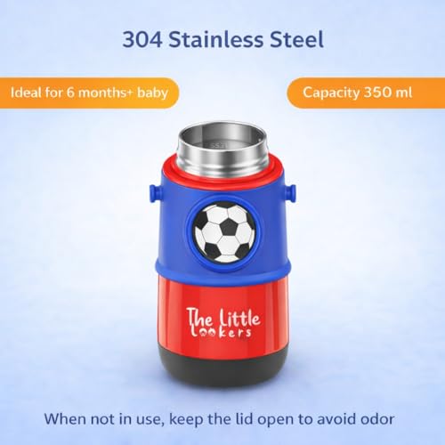 Image of THE LITTLE LOOKERS Stainless Steel Hot & Cold Sipper Bottle for Kids | 300 Milliliters | Rust-Proof | BPA-Free | Double-Wall Vacuum Insulation Water Bottle | Ideal for School and Travel | Red