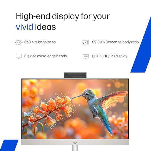 Image of HP All-in-One, AMD Ryzen 5 7520U (16GB LPDDR5, 512GB SSD) IPS, Three-Sided, Micro-Edge, Anti-Glare, FHD, 23.8''(60.5 cm), Win 11 Home, Office 24, 5.27kg, FHD IR Camera, 24-cr0271in