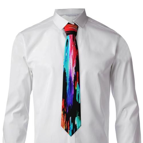Autism Awareness Watercolor Splatter Men'S Classic Silk Smooth Tie, Suitable For Pairing With Formal Occasions4