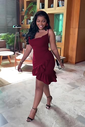 Image of Womens Sexy Sleeveless Bodycon Mini Dress Summer Casual Straps Short Ruffle Dresses Beach Party Club Homecoming