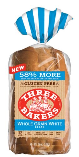 Three Bakers Gluten Free Whole Grain White Sandwitch Bread (Pack of 3) 19oz