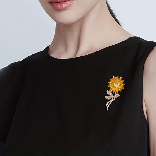 Image of Honbay 4PCS Sparkling Rhinestones Sunflower Brooch Pins Enamel Alloy Flower Bee Brooches Daisy Breastpin Lapel Pins Hat Scarf Shawl Sweater Cardigan Clips
