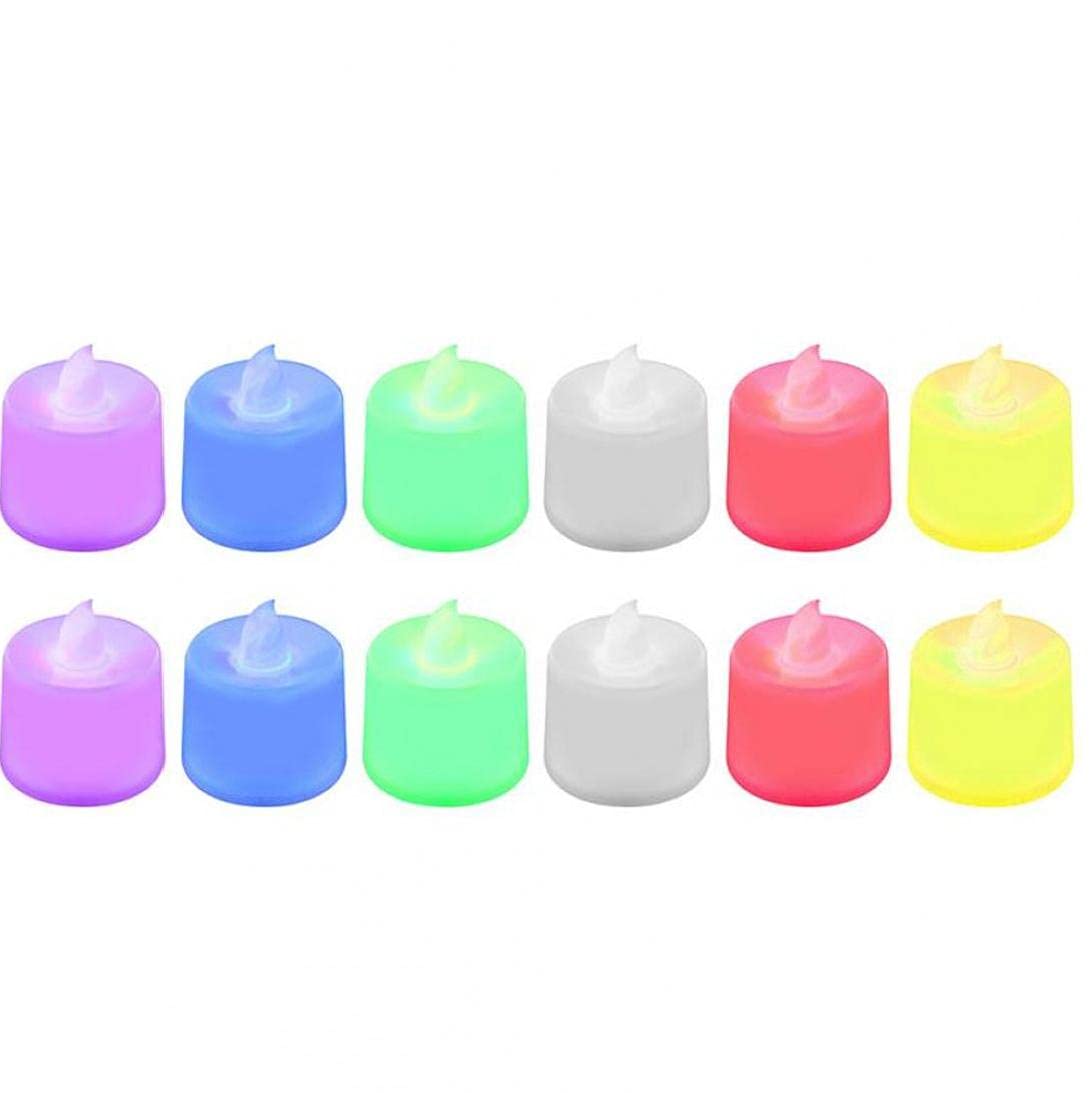 Onsinic 12pcs Flameless Tea Light Colorfur Candles Decoration Light Festivals Weddings with Batteries Flickering Candles Slow Flash