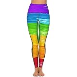 CZZYH Leggings de gimnasio de cintura alta con bolsillo, pantalones de yoga coloridos para mujer, Pintura colorida, XXL