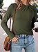 Dokotoo Long Sleeve Shirts for Women Mock Neck Tops Business Casual Twist Knot Slim Fit Stretch Underwear Layer Going Out T-Shirts Early Fall Fashion Outfits Clothes 2025 Plus Size Green X-Large