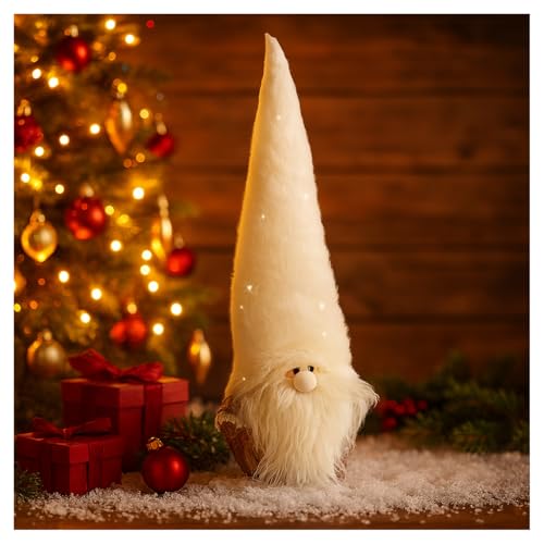 com-four® Gnomo natalício para decoração de Natal - figura escandinava como elemento decorativo - Gnomo sueco de pé como decoração de mesa - figura de colecionador - Pai Natal com casca