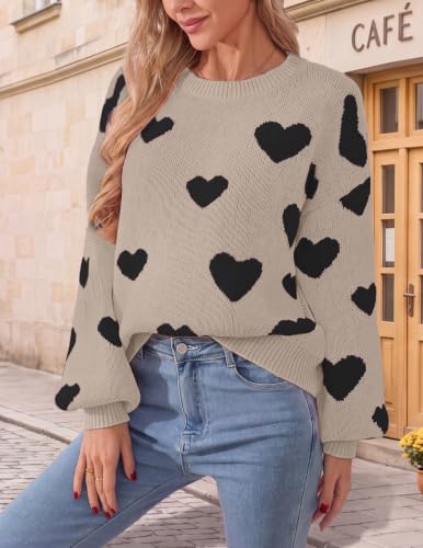 Image of Libsorge Womens Heart Sweater 2026 Valentines Day Trendy Cute Fall Oversized Long Sleeve Pullover Sweaters