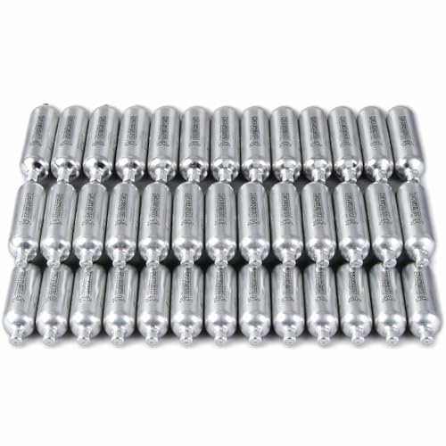 AirsoftManiacs - Bombona CO2 12g Puff Dino Pack 30 o 50 Unidades Plata, Cartuchos Gas Airsoft Pistolas Compatibles, Presión Estable Taiwan, Cápsulas Universal (30)