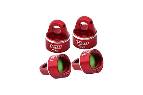 Aluminum 7075 Alloy Shock Cap for GPM Optional and Original Shock Absorbers for Traxxas 1/8 4WD Sledge Monster Truck 95076-4 Upgrades - Red