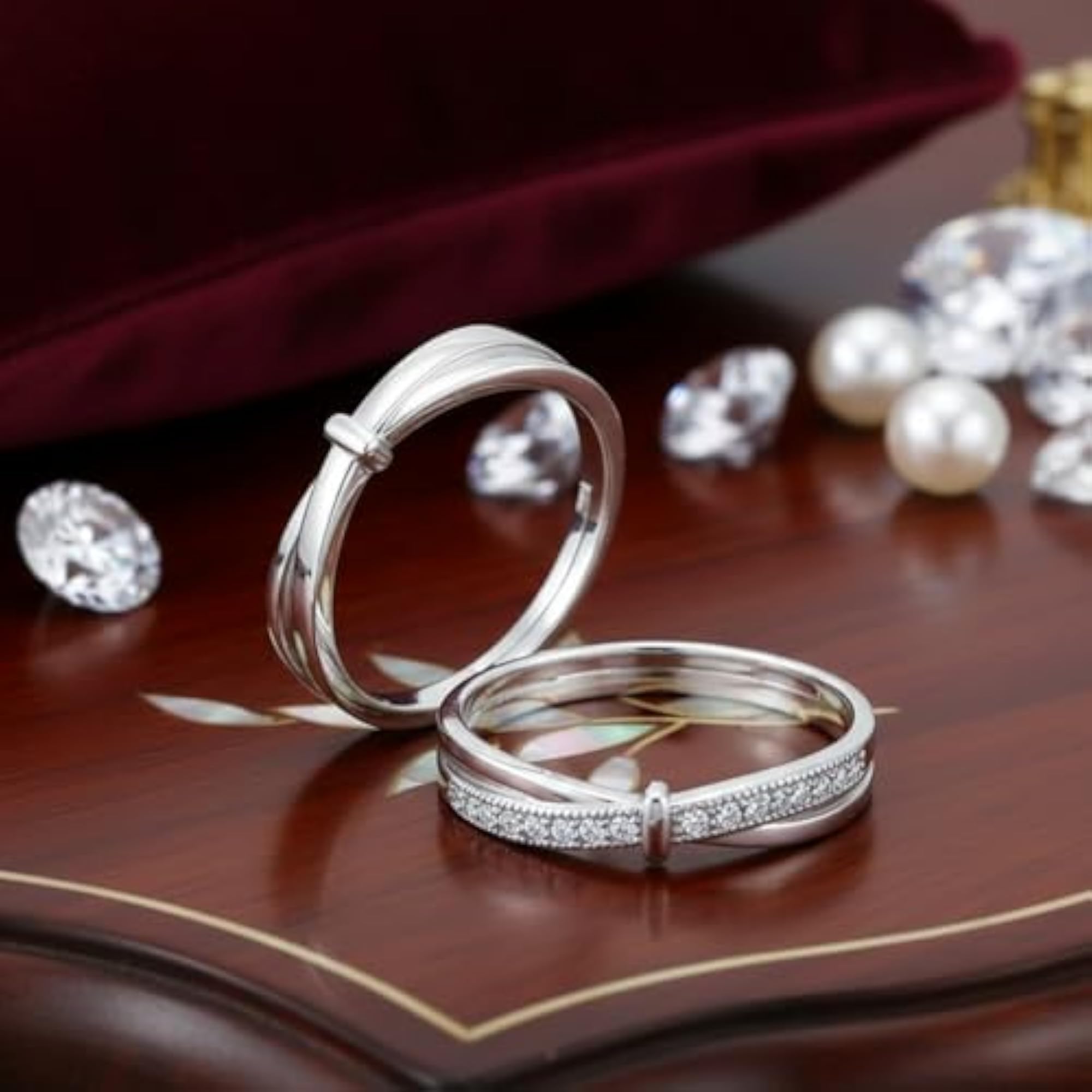 Adjustable Couple Rings Set, Stainless Steel Matching Bands
