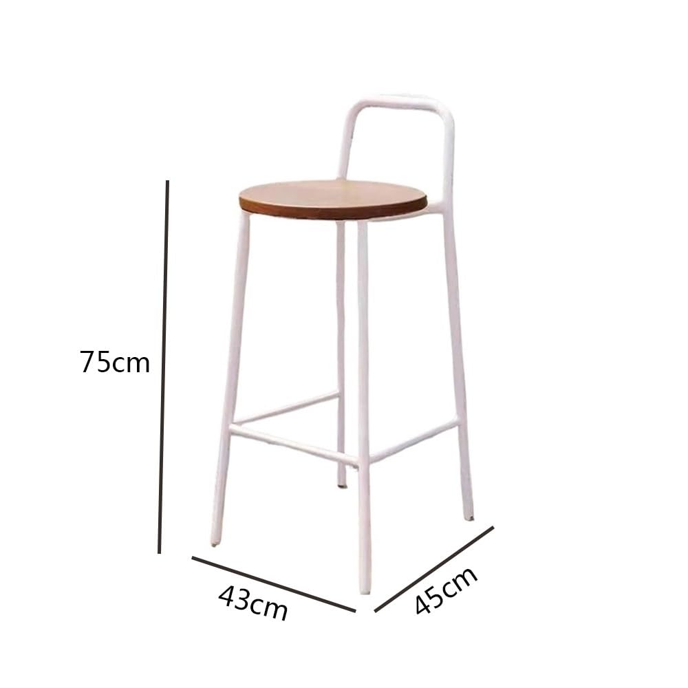 Wysokość stołków barowych Krzesło barowe z oparciem do domu, restauracji, na zewnątrz, wnętrz, żelazne, wysokie, drewniane, białe, 65/75 cm Stołek barowy w pubie(Duży)