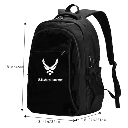 Us Air Force USAF Travel Backpack, Extra Large 50L Laptop Backpacks for Men, Water Resistant Backpacks Work Bag with USB Charging Port Fits 17 Inch Computer, Black4
