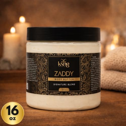 Image of KXNG Cosmetics Organic Shea Body Butter Cream - 16oz | Mens Body Butter for Black Men & Women with Shea, Cocoa, Mango & Coconut Oil | Moisturizing Cream for Hands, Feet & Skin - Zaddy