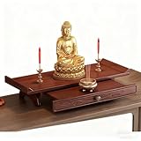 GEZHUCAO Altartisch Aus Massivholz, Handgeschnitzter Buddha-Schrein Mit Ausziehbarem Tablett Und Stabilem Dreieckigen Fuß Für Gebet, Meditation Und Als Dekoration(Desktop,50CM/19.7IN)