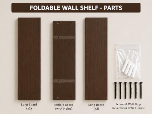 Image of Wooden Floating Wall Shelf for Living Room Bedroom, Office & Home Decor MDF Engineered Wood Storage Shelf (Brown)