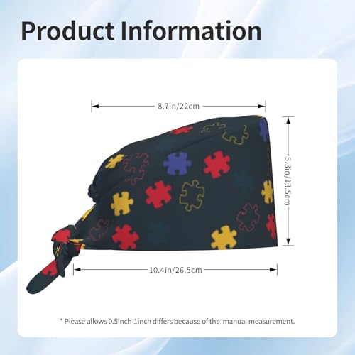 Image of Working Cap Scrub Cap with Sweatband Adjustable Unisex Women Tie Back Hat Nurse Surgical Caps