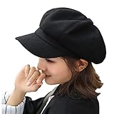 Women Berets Newsboy Hat Artist Hats Autumn-Winter Visors Imitation Woolen British Style Fashion Vintage Elegant Baker Boy Flat Caps Black