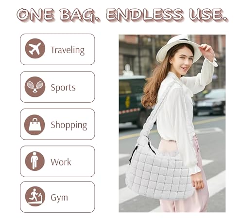 Bolsa tipo Hobo acolchada de nylon ligera grande miniatura 4