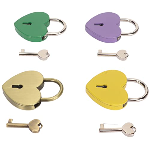 4 Unidades De Cadeado De Metal Pequeno Em Forma De Coração, Cadeado De Coração De Amor Com Chaves, C
