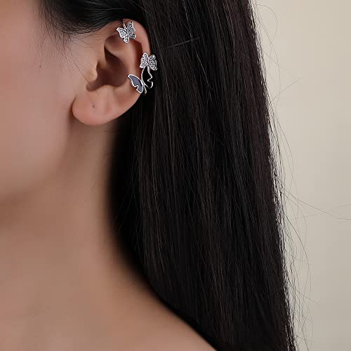 Phnibird Butterfly Ear Wrap Earrings For Women Black Onyx Cz Cute Butterfly Ear Cuff Earrings For Women Non Pierced Ears Hypoallergenic #TOP1