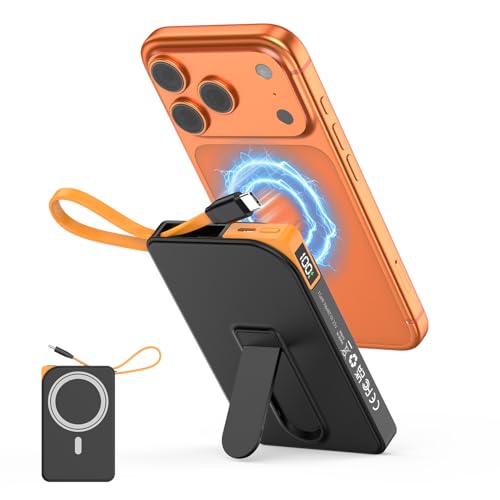 Image of for Magsafe Power Bank iPhone, USB C Magnetic Portable Charger Fast Charging Built in Cable, 10000mAh Wireless Battery Pack for iPhone17 /16 /15 /14 /13 /12, Travel & Daily Use Essentials Powerbank