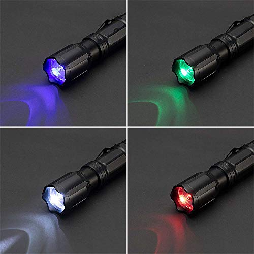 LUXNOVAQ LED Tactical Flashlight Hunting Light with Red Green Blue White 4 Color in 1, Zoomable Night Vision Flashlight Waterproof Outdoor Torches for Fishing Hog Coon Coyote(Batteries Not Included) - Thumbnail 3