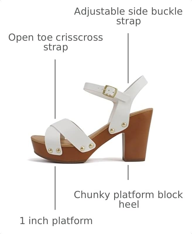 Image of Soda MIGUEL ~ Women Crisscross Band Fashion Chunky Platform Block Mid Heel Sandal with Ankle Strap and Stud