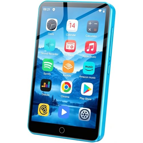 MP3 Player with Bluetooth and WiFi, ZAQE 80GB Storage & Android OS, 4' Touch Screen, FM Radio, Kids MP3 & MP4 Player with Spotify Google Play Store, Portable Media Player