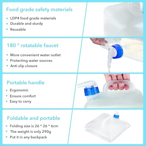 Image of Optifit 20L Collapsible Portable Water Storage Tank with Faucet, BPA-Free Emergency Water Container for Camping, RV Travel & Outdoor Activities, Leakproof & Durable Design
