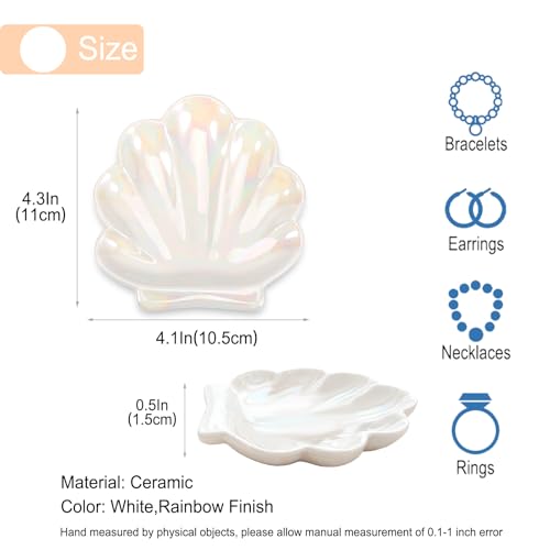 Geburtstags- und Freundschaftsgeschenke für Frauen und Mädchen, niedlicher Schminktisch-Organizer, Raumdekoration, ästhetisches Badezimmer-Zubehör, Keramikmuschel, Schmucktablett, Weihnachten,