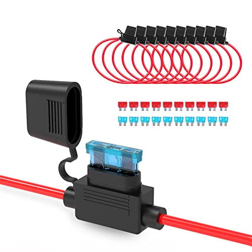 Recoil 10 Pack Mini ATS Inline 16AWG Fuse Holder with 10pcs 5A 10A ATM Fuses
