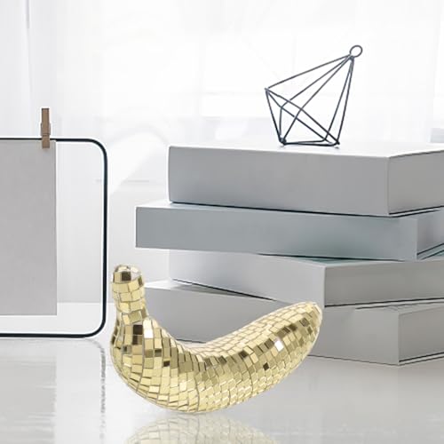 Image of Alipis Disco Style Banana Ornament 6.49X2.75X1.77In Mirror Reflective Tabletop Decor for Disco Party Supply Home Office Decoration