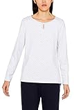 Mit leichtem Stretchanteil edc by ESPRIT Damen 099Cc1K002 Langarmshirt, Weiß (Off White 110), Small (Herstellergröße:S)