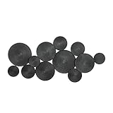 CosmoLiving by Cosmopolitan Metal Plate Home Wall Decor Layered Disk Wall Sculpture with Textured Circles, Wall Art 48' x 2' x 23', Black