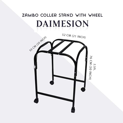 Image of Zambo Air Cooler Trolley Stand 2.5 Ft Height heavy duty Metal | Lockable Wheels | Rust and Dust Proof Powder Coating Finish Wing Nuts| Size 52x50x76 CM | (Black)