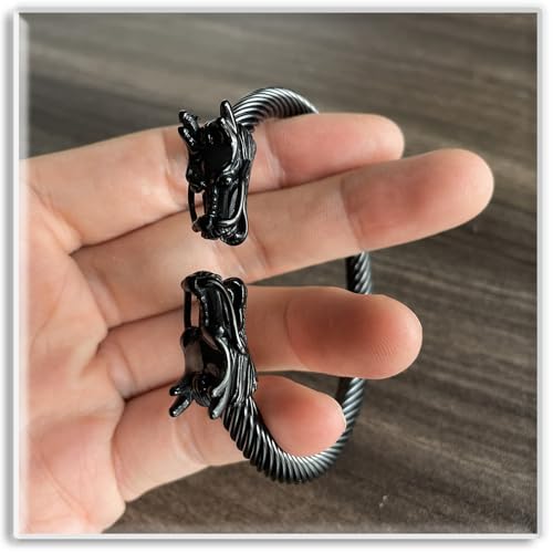 Pulsera Abierta Dragón para Hombre en Acero Inoxidable miniatura 5