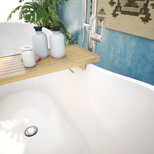 Image of DreamLine Nile 59 inch L x 28 inch H Acrylic Freestanding Bathtub with Brushed Nickel Finish
