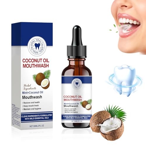 Aceite de Coco Enjuague Bucal para Dientes,Enjuague Bucal con Aceite de Coco,Cuidado Bucal Natural, para aliento fresco, blanqueamiento dental y salud